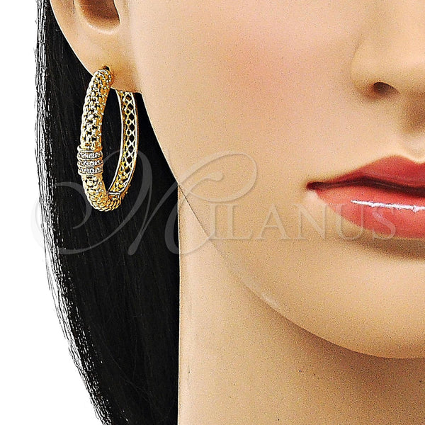 Gold Filled Hoop Earrings — Huggie Hoop with White Cubic Zirconia Polished 02. — alternate product view — SKU 156374 | Oro Laminado aretes de aro — Huggie Hoop with blanco Cubic Zirconia pulido 02. — SKU 156374