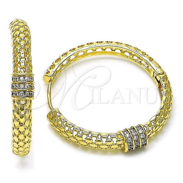 Gold Filled Hoop Earrings — Huggie Hoop with White Cubic Zirconia Polished 02. — main product view — SKU 156374 | Oro Laminado aretes de aro — Huggie Hoop with blanco Cubic Zirconia pulido 02. — SKU 156374