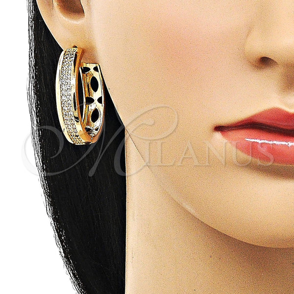 Gold Filled Hoop Earrings — Huggie Hoop with White Cubic Zirconia Polished 02. — alternate product view — SKU 156378 | Oro Laminado aretes de aro — Huggie Hoop with blanco Cubic Zirconia pulido 02. — SKU 156378