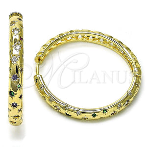 Gold Filled Hoop Earrings — Huggie Hoop with Multicolor Cubic Zirconia Polished 02. — main product view — SKU 156380 | Oro Laminado aretes de aro — Huggie Hoop with Multicolor Cubic Zirconia pulido 02. — SKU 156380