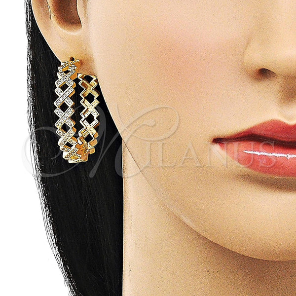 Gold Filled Hoop Earrings — Huggie Hoop with White Micro Pave Polished 02. — alternate product view — SKU 156386 | Oro Laminado aretes de aro — Huggie Hoop with blanco Micro Pave pulido 02. — SKU 156386