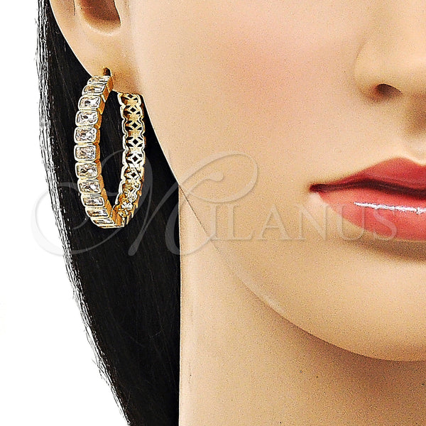 Gold Filled Hoop Earrings — Huggie Hoop with White Cubic Zirconia Polished 02. — alternate product view — SKU 156387 | Oro Laminado aretes de aro — Huggie Hoop with blanco Cubic Zirconia pulido 02. — SKU 156387