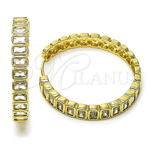Gold Filled Hoop Earrings — Huggie Hoop with White Cubic Zirconia Polished 02. — main product view — SKU 156387 | Oro Laminado aretes de aro — Huggie Hoop with blanco Cubic Zirconia pulido 02. — SKU 156387