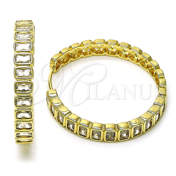 Gold Filled Hoop Earrings — Huggie Hoop with White Cubic Zirconia Polished 02. — main product view — SKU 156387 | Oro Laminado aretes de aro — Huggie Hoop with blanco Cubic Zirconia pulido 02. — SKU 156387