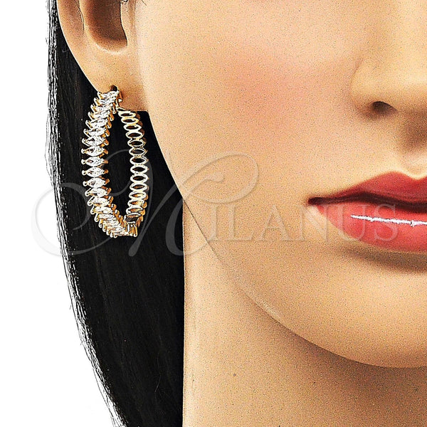 Gold Filled Hoop Earrings — Huggie Hoop with White Cubic Zirconia Polished 02. — alternate product view — SKU 156388 | Oro Laminado aretes de aro — Huggie Hoop with blanco Cubic Zirconia pulido 02. — SKU 156388