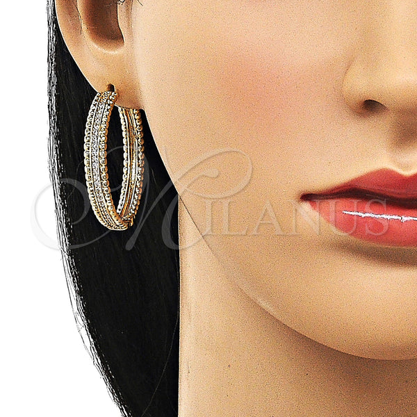 Gold Filled Hoop Earrings — Huggie Hoop with White Micro Pave Polished 02. — alternate product view — SKU 156389 | Oro Laminado aretes de aro — Huggie Hoop with blanco Micro Pave pulido 02. — SKU 156389