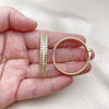 Oro Laminado Huggie Hoop, Gold Filled Style with White Micro Pave, Polished, Golden Finish, 02.204.0019.38