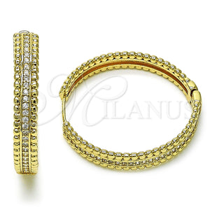 Gold Filled Hoop Earrings — Huggie Hoop with White Micro Pave Polished 02. — main product view — SKU 156389 | Oro Laminado aretes de aro — Huggie Hoop with blanco Micro Pave pulido 02. — SKU 156389