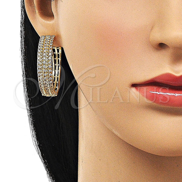 Gold Filled Hoop Earrings — Huggie Hoop with White Cubic Zirconia Polished 02. — alternate product view — SKU 156391 | Oro Laminado aretes de aro — Huggie Hoop with blanco Cubic Zirconia pulido 02. — SKU 156391