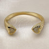 Oro Laminado Individual Bangle, Gold Filled Style Heart Design, with White Cubic Zirconia, Polished, Golden Finish, 07.341.0062 (16 MM Thickness, One size fits all)