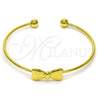 Oro Laminado Individual Bangle, Gold Filled Style Bow Design, Polished, Golden Finish, 07.341.0064 (02 MM Thickness, One size fits all)
