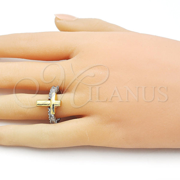 Gold Filled Ring — Multi Stone Ring Cross Design with White Cubic — alternate product view — SKU 156410 | Oro Laminado anillo — Multi Stone Ring cruz diseño with blanco Cubic — SKU 156410