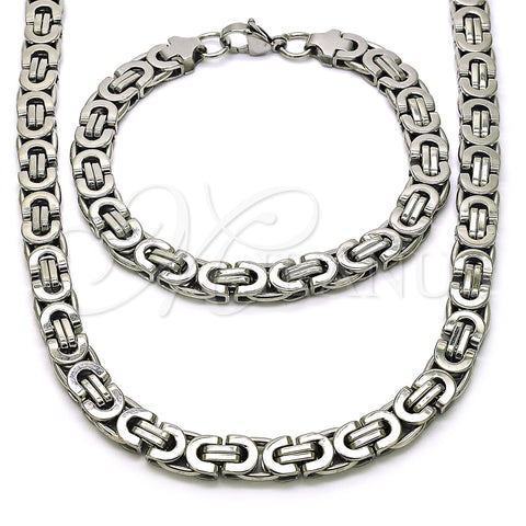 Stainless Steel Necklace and Bracelet, Polished, Steel Finish, 06.116.0057.1.22