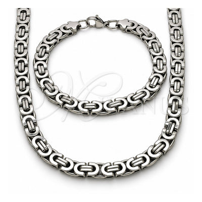 Stainless Steel Necklace and Bracelet, Polished, Steel Finish, 06.116.0057.1.22