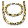 Stainless Steel Necklace and Bracelet, Polished, Two Tone, 06.116.0057.2.22