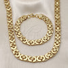 Stainless Steel Necklace and Bracelet, Polished, Golden Finish, 06.363.0035.2.24