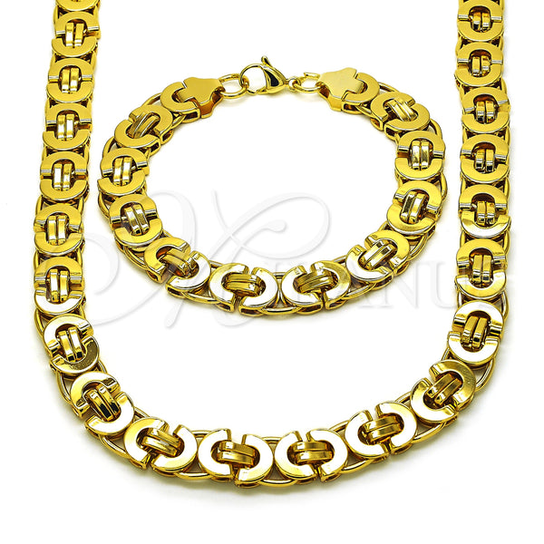 Stainless Steel Necklace and Bracelet, Polished, Golden Finish, 06.363.0035.2.24
