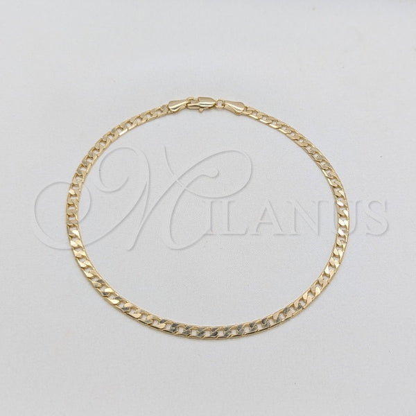 Oro Laminado Basic Anklet, Gold Filled Style Curb Design, Polished, Golden Finish, 03.419.0003.10 (04 MM Thickness, 10 Inches Length)