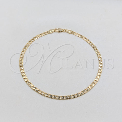 Oro Laminado Basic Anklet, Gold Filled Style Curb Design, Polished, Golden Finish, 03.419.0003.10 (04 MM Thickness, 10 Inches Length)