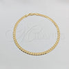 Oro Laminado Basic Anklet, Gold Filled Style Concave Cuban Design, Diamond Cutting Finish, Golden Finish, 03.419.0005.10 (04 MM Thickness, 10 Inches Length)