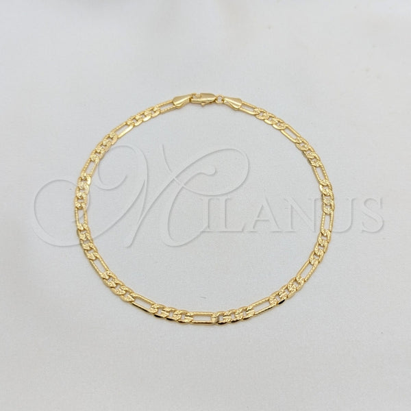 Gold Filled Anklet — Basic Anklet Pave Figaro Design Diamond Cutting 03. — main product view — SKU 156458 | Oro Laminado tobillera — básico Anklet Pave Figaro diseño Diamond Cutting 03. — SKU 156458