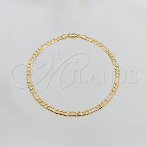 Gold Filled Anklet — Basic Anklet Pave Figaro Design Diamond Cutting 03. — main product view — SKU 156458 | Oro Laminado tobillera — básico Anklet Pave Figaro diseño Diamond Cutting 03. — SKU 156458