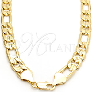 Oro Laminado Basic Necklace, Gold Filled Style Diamond Cutting Finish, Golden Finish, 03.419.0009.24 (12 MM Thickness, 24 Inches Length)