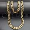 Oro Laminado Basic Necklace, Gold Filled Style Concave Cuban Design, Polished, Golden Finish, 03.419.0011.24 (10 MM Thickness, 9 Inches Length)