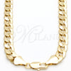Oro Laminado Basic Necklace, Gold Filled Style Concave Cuban Design, Polished, Golden Finish, 03.419.0011.24 (10 MM Thickness, 9 Inches Length)