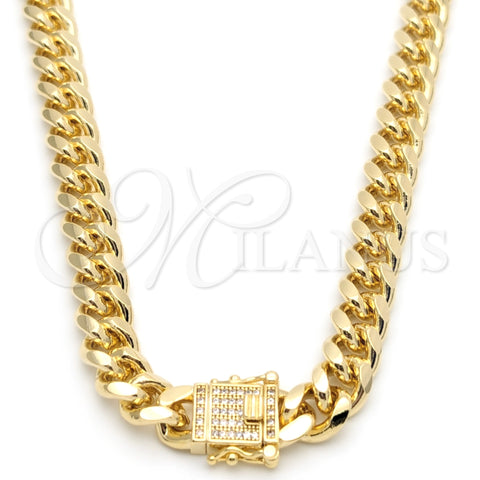 Oro Laminado Basic Necklace, Gold Filled Style Miami Cuban Design, Polished, Golden Finish, 03.419.0014.24 (08 MM Thickness, 24 Inches Length)