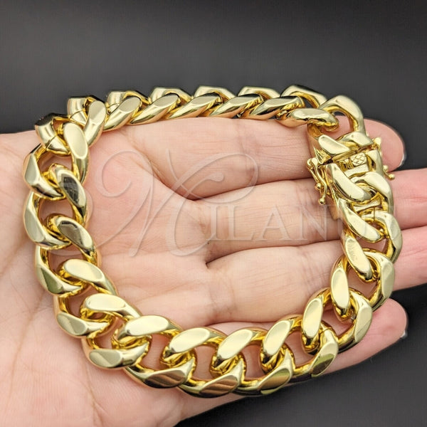 Gold Filled Bracelet — Basic Bracelet Miami Cuban Design Polished 03. 14 — alternate product view — SKU 156481 | Oro Laminado brazalete — básico Bracelet Miami Cuban diseño pulido 03. 14 — SKU 156481