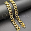 Oro Laminado Basic Bracelet, Gold Filled Style Miami Cuban Design, Polished, Golden Finish, 03.419.0017.09 (14 MM Thickness, 9 Inches Length)