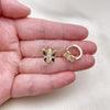 Oro Laminado Huggie Hoop, Gold Filled Style Butterfly Design, with White Cubic Zirconia, Polished, Golden Finish, 02.213.0713.14