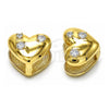 Oro Laminado Huggie Hoop, Gold Filled Style Heart Design, with White Cubic Zirconia, Polished, Golden Finish, 02.213.0717.12