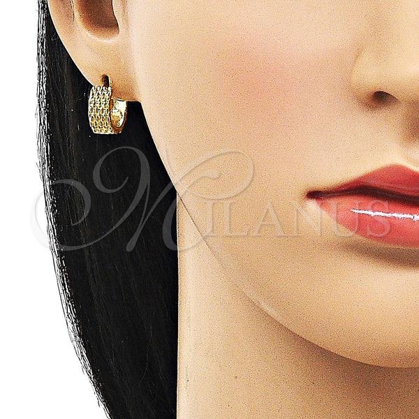 Gold Filled Hoop Earrings — Huggie Hoop Diamond Cutting 02. — alternate product view — SKU 156497 | Oro Laminado aretes de aro — Huggie Hoop Diamond Cutting 02. — SKU 156497