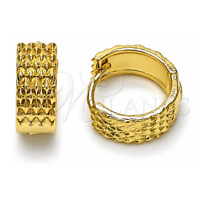 Oro Laminado Huggie Hoop, Gold Filled Style Diamond Cutting Finish, Golden Finish, 02.213.0719.14