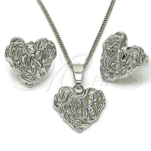 White Gold Filled Ring — Earring and Pendant Adult Set Heart Design Polished — main product view — SKU 156502 | Oro Laminado Blanco anillo — Earring and Pendant Adult Set corazón diseño pulido — SKU 156502