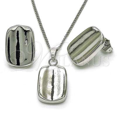 Juego de Aretes y Dije 10.163.0026 de Oro Laminado Blanco por Mayoreo, vista principal del producto