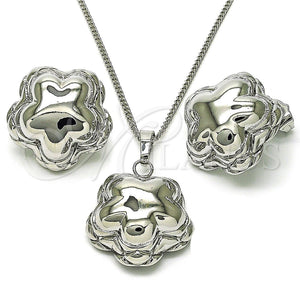 White Gold Filled Ring — Earring and Pendant Adult Set Flower Design Polished — main product view — SKU 156504 | Oro Laminado Blanco anillo — Earring and Pendant Adult Set flor diseño pulido — SKU 156504