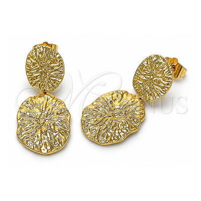 Oro Laminado Stud Earring, Gold Filled Style Diamond Cutting Finish, Golden Finish, 02.163.0338