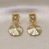 Oro Laminado Stud Earring, Gold Filled Style Diamond Cutting Finish, Golden Finish, 02.163.0339