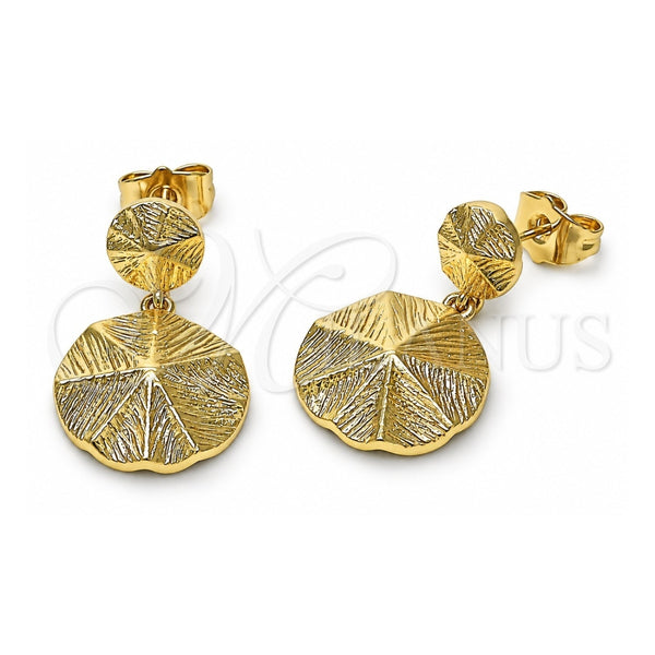 Oro Laminado Stud Earring, Gold Filled Style Diamond Cutting Finish, Golden Finish, 02.163.0339