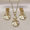 Oro Laminado Earring and Pendant Adult Set, Gold Filled Style Diamond Cutting Finish, Golden Finish, 10.163.0034