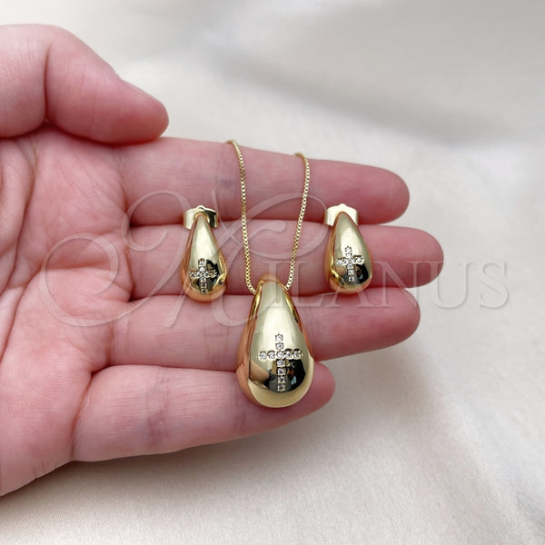 Gold Filled Ring — Earring and Pendant Adult Set Teardrop and Cross — alternate product view — SKU 156522 | Oro Laminado anillo — Earring and Pendant Adult Set Teardrop and cruz — SKU 156522