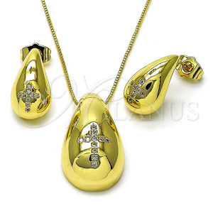 Gold Filled Ring — Earring and Pendant Adult Set Teardrop and Cross — main product view — SKU 156522 | Oro Laminado anillo — Earring and Pendant Adult Set Teardrop and cruz — SKU 156522