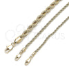 Oro Laminado Basic Anklet, Gold Filled Style Rope Design, Polished, Golden Finish, 5.222.036.10 (02 MM Thickness, 10 Inches Length)