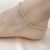 Oro Laminado Basic Anklet, Gold Filled Style Rope and Twist Design, Polished, Golden Finish, 5.222.035.10