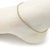 Oro Laminado Basic Anklet, Gold Filled Style Rope and Twist Design, Polished, Golden Finish, 5.222.035.10 (03 MM Thickness, 10 Inches Length)