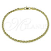 Oro Laminado Basic Anklet, Gold Filled Style Rope and Twist Design, Polished, Golden Finish, 5.222.035.10 (03 MM Thickness, 10 Inches Length)