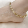 Oro Laminado Basic Anklet, Gold Filled Style Rope Design, Polished, Golden Finish, 04.213.0206.10 (06 MM Thickness, 10 Inches Length)